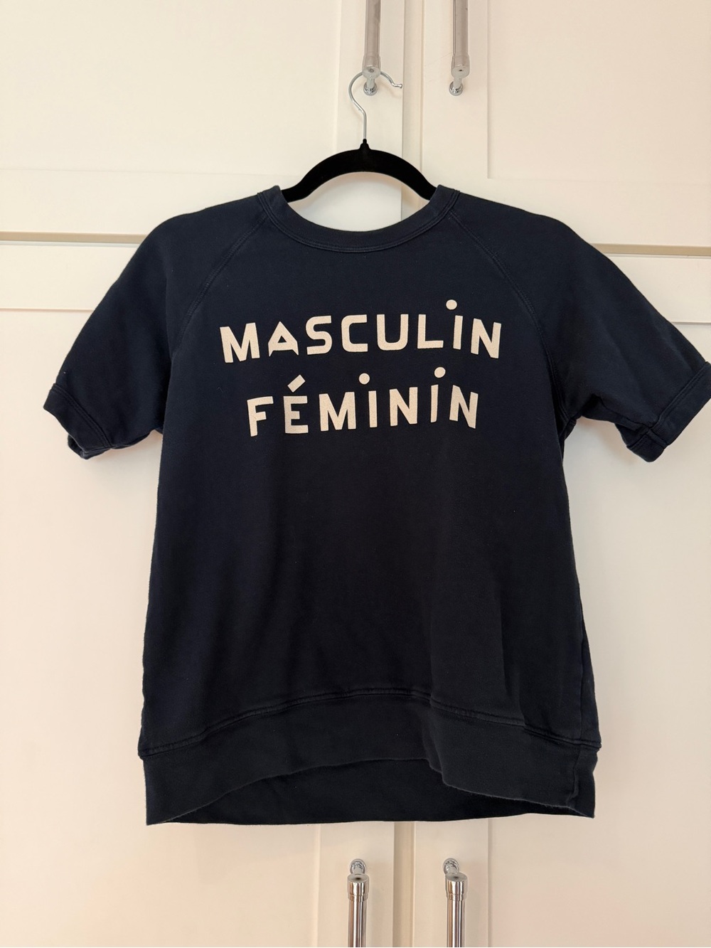Clare V. Masculin Feminin Navy Sweatshirt Short Sleeve XS - Picture 3 of 11